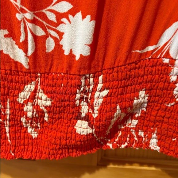 Ann Klein Floral Flutter Smocked Peplum Top orange women’s size M - Picture 5 of 10